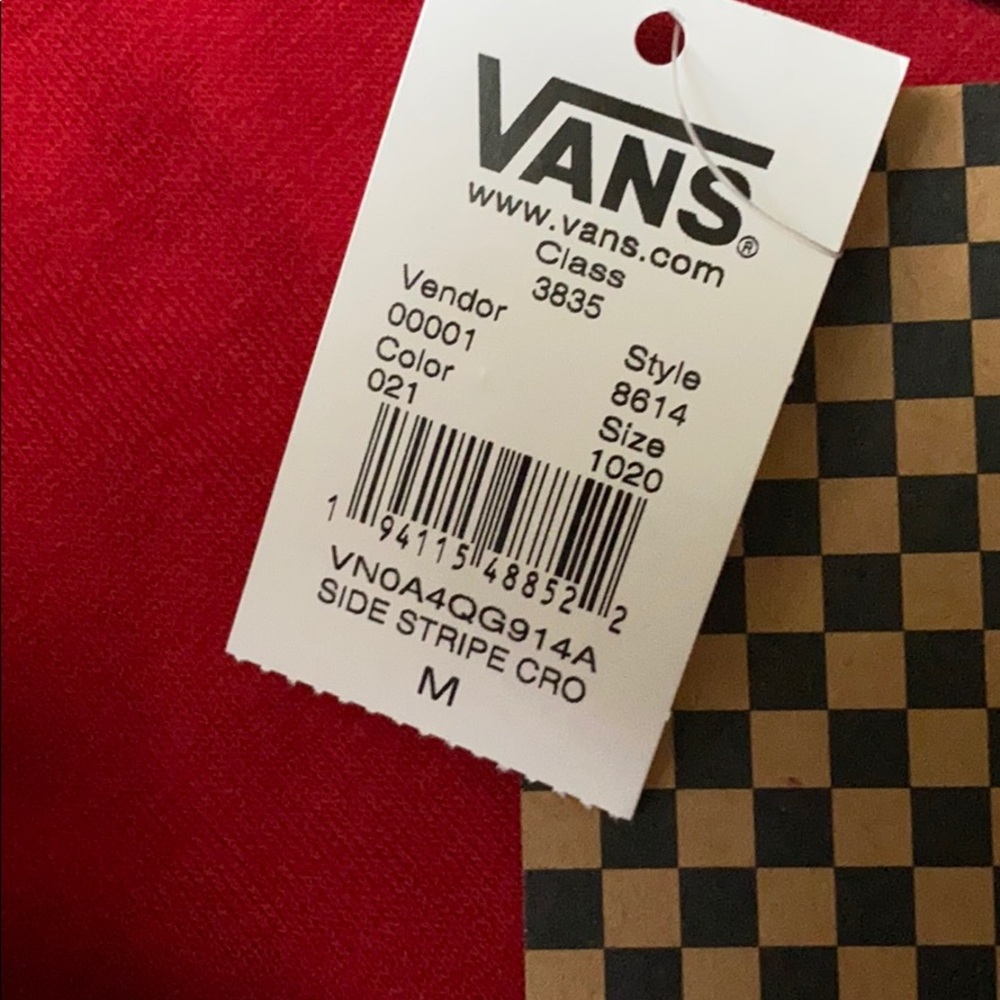 VANS Side Strip Crop Hoodie Sweatshirt Women’s Red - Picture 4 of 5